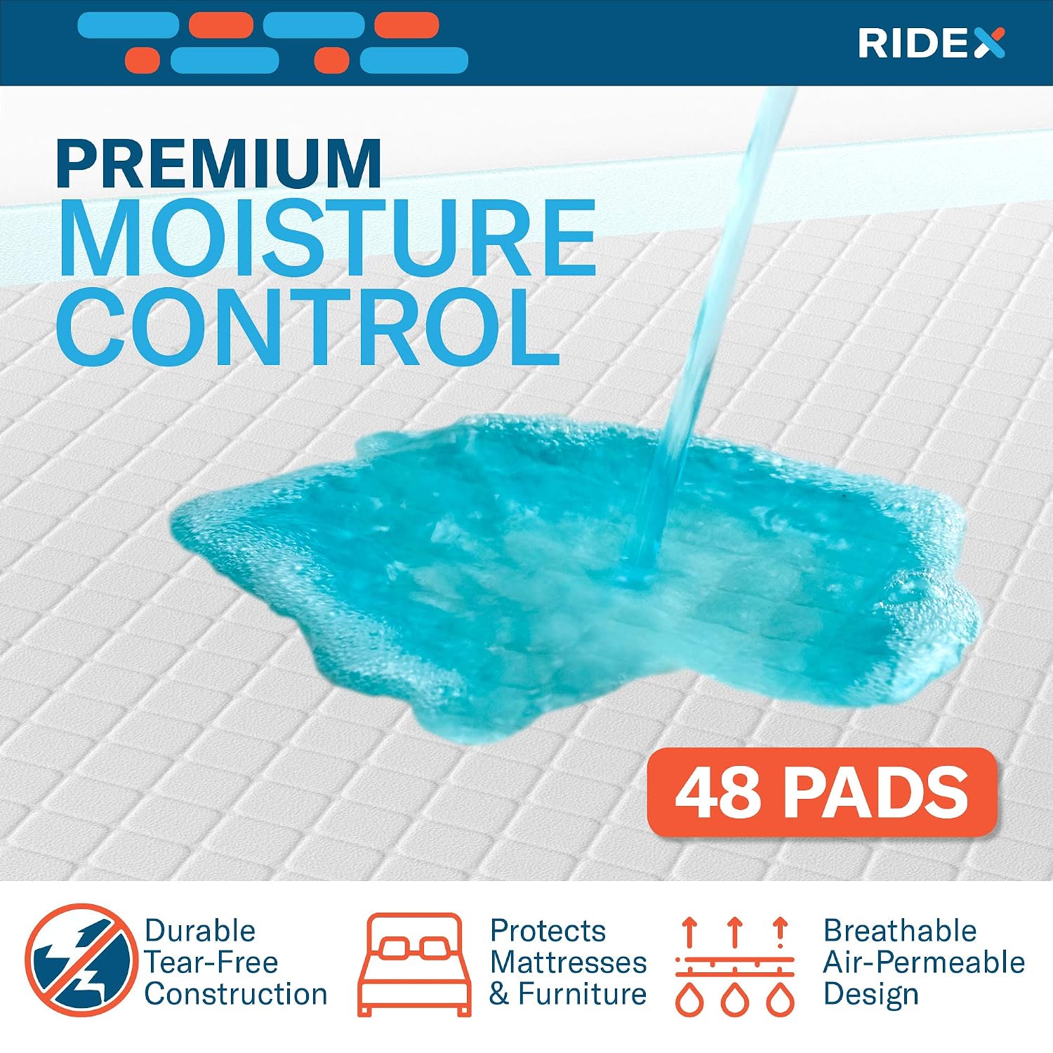 Incontinence Bed Pads [48-Pack] Underpads 23 x 36 Disposable Ultra-Heavyweight Super Absorbent & Waterproof, Patient Repositioning [375 lbs.] Maximum Strength Breathable Backsheet for Skin Protection