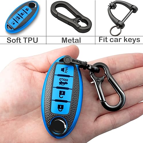 Miniatura 6 de Funda texturizada para llavero con llavero, funda de TPU suave, 4 botones compatible con llave remota Altima Maxima, Murano, Rogue, Sentra Versa