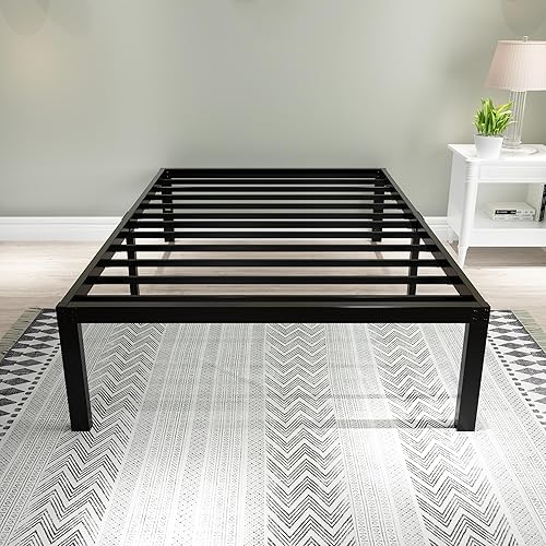 Miniatura 9 de 45MinST - Base de cama resistente de 3600 libras, marco de 14 pulgadas con listones de acero, base de colchón de plataforma reforzada con metal,