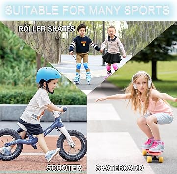 DKDDSSS 8 Pcs Knee Pads for Kids, Kids Knee Pads Elbow Pads Wrist Guards Set, Kids Protective Gear Set, for Girls Boys Roller Skates, Skateboard, Bike, Cycling Age 3-10 Years