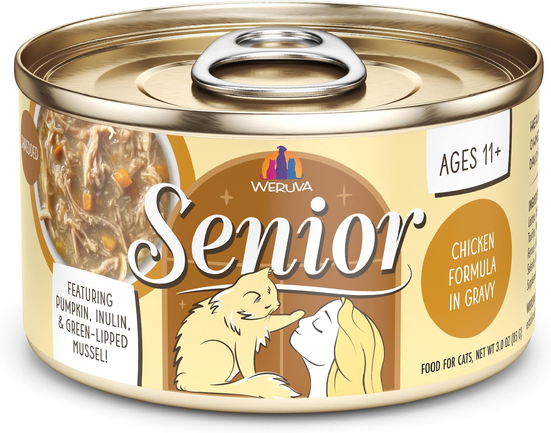 Weruva Senior Cat Food, Chicken in Gravy, 3oz Can, Pack of 12