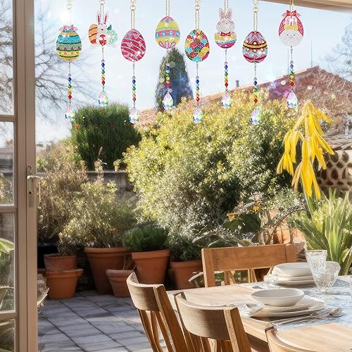 Miniatura 2 de Yerliker 8 piezas de pintura de diamante de Pascua, bricolaje huevos de Pascua, kits de manualidades de huevos de Pascua, atrapasoles pintura de