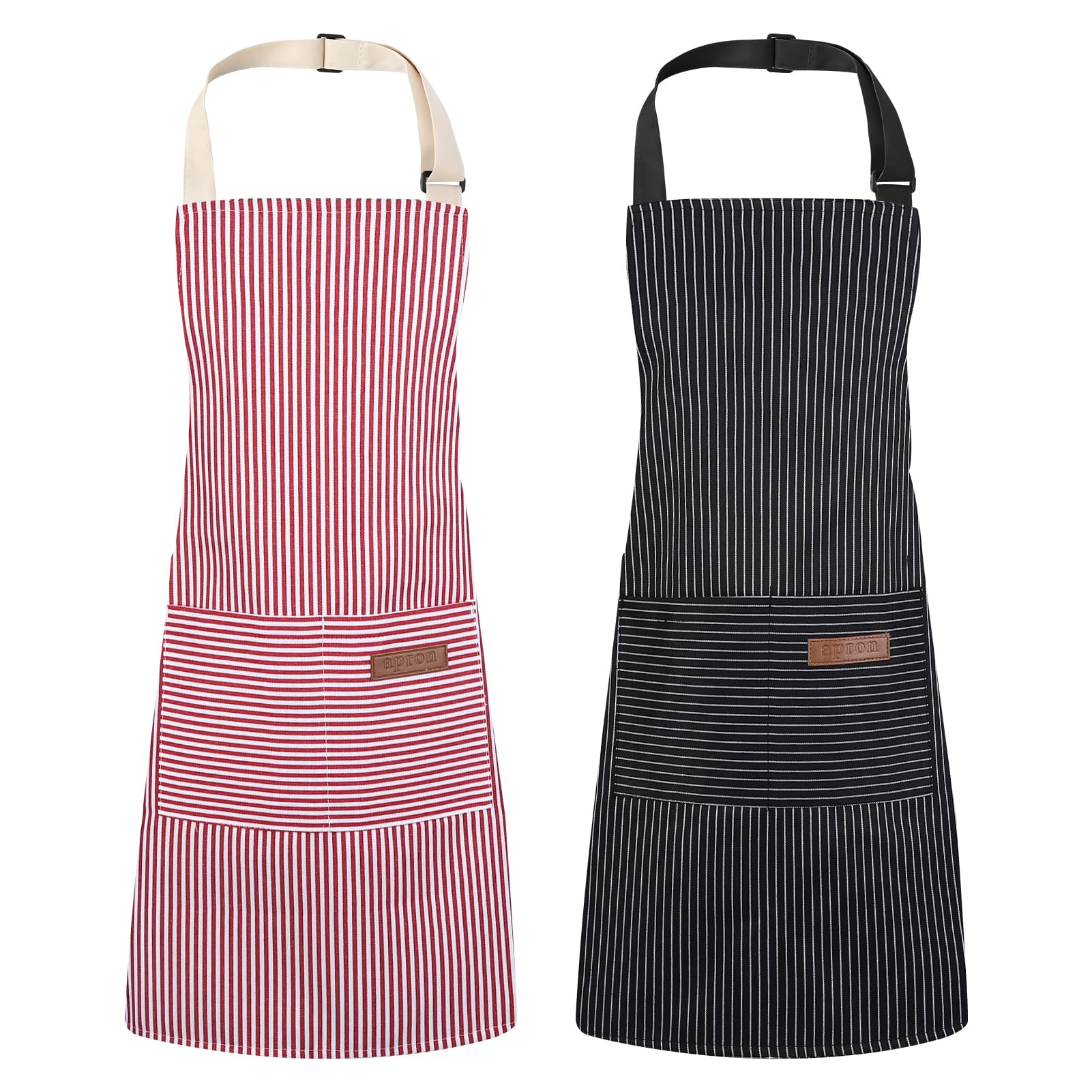 saerryor 2 Pack Kids Aprons for Cooking,BBQ Aprons with Pockets(black Pink) — image 1