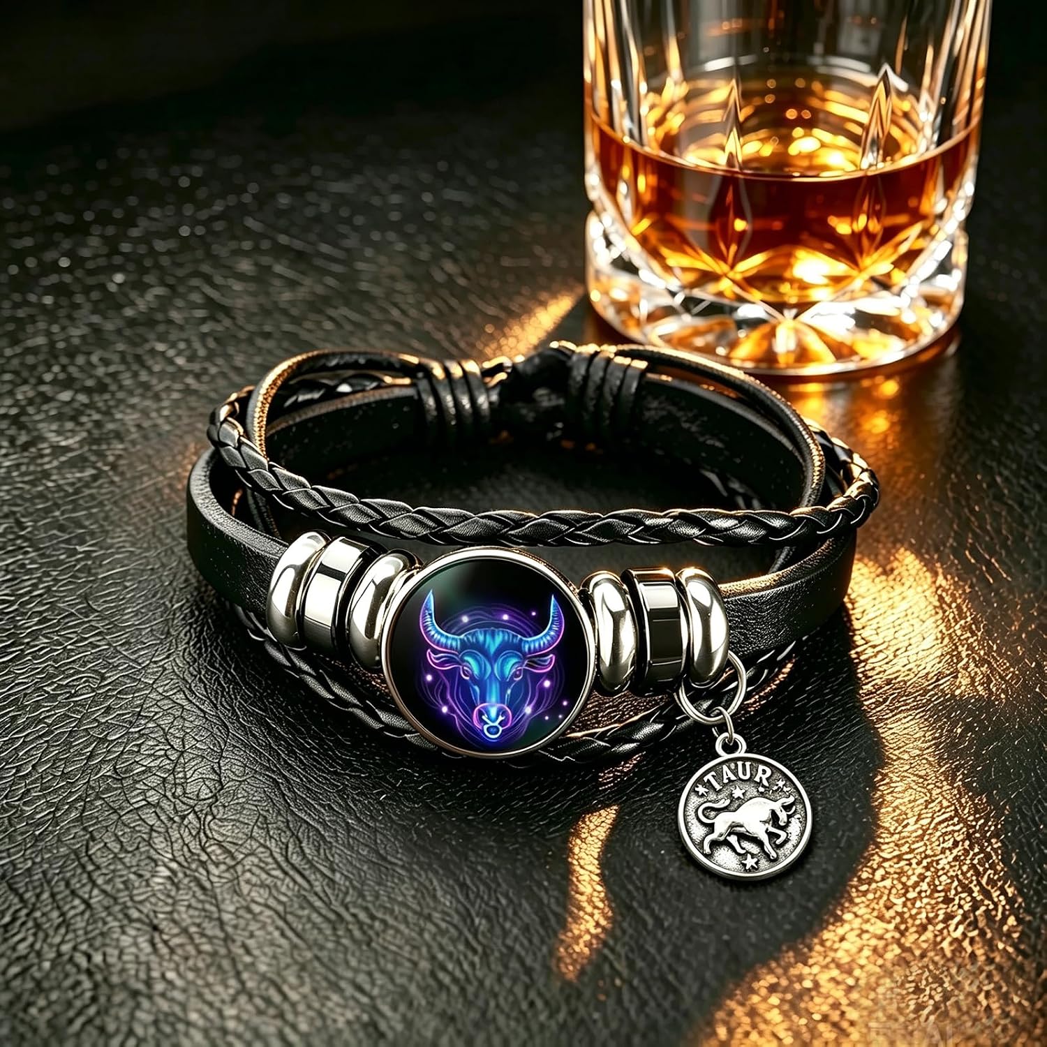 Zodiac Signs Spirit Bracelet for Women Men Couples Multilayer Black Leather Zodiac Bracelet Adjustable Glow in the Dark 12 Constellation Bracelets