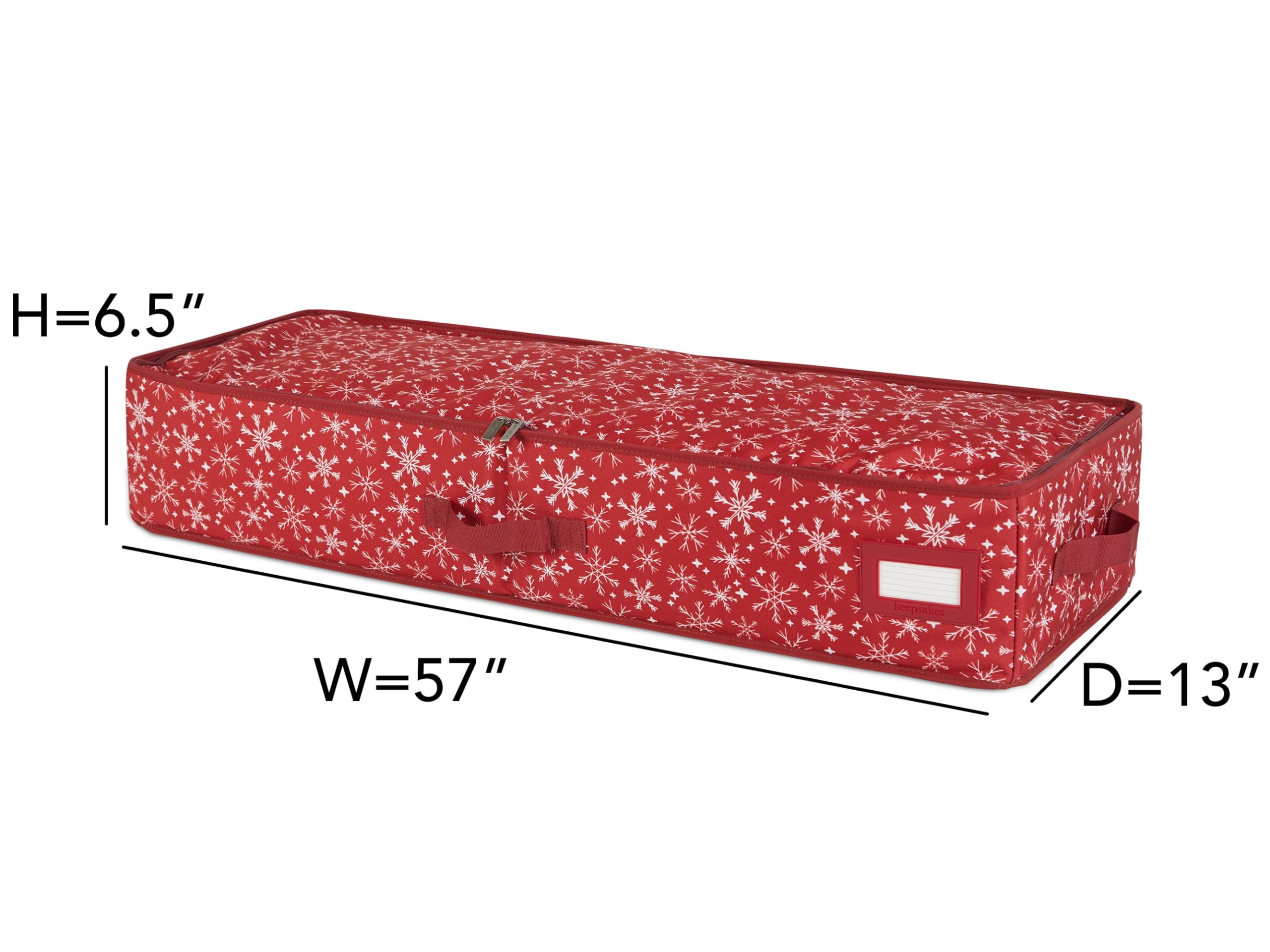 Covermates Keepsakes Gift Wrap Organizer - Holds up to 25 Rolls - Heavy Duty - Accessory Trays with Adjustable Compartments - Mesh Pocket - Holiday Storage, Red Snowflake