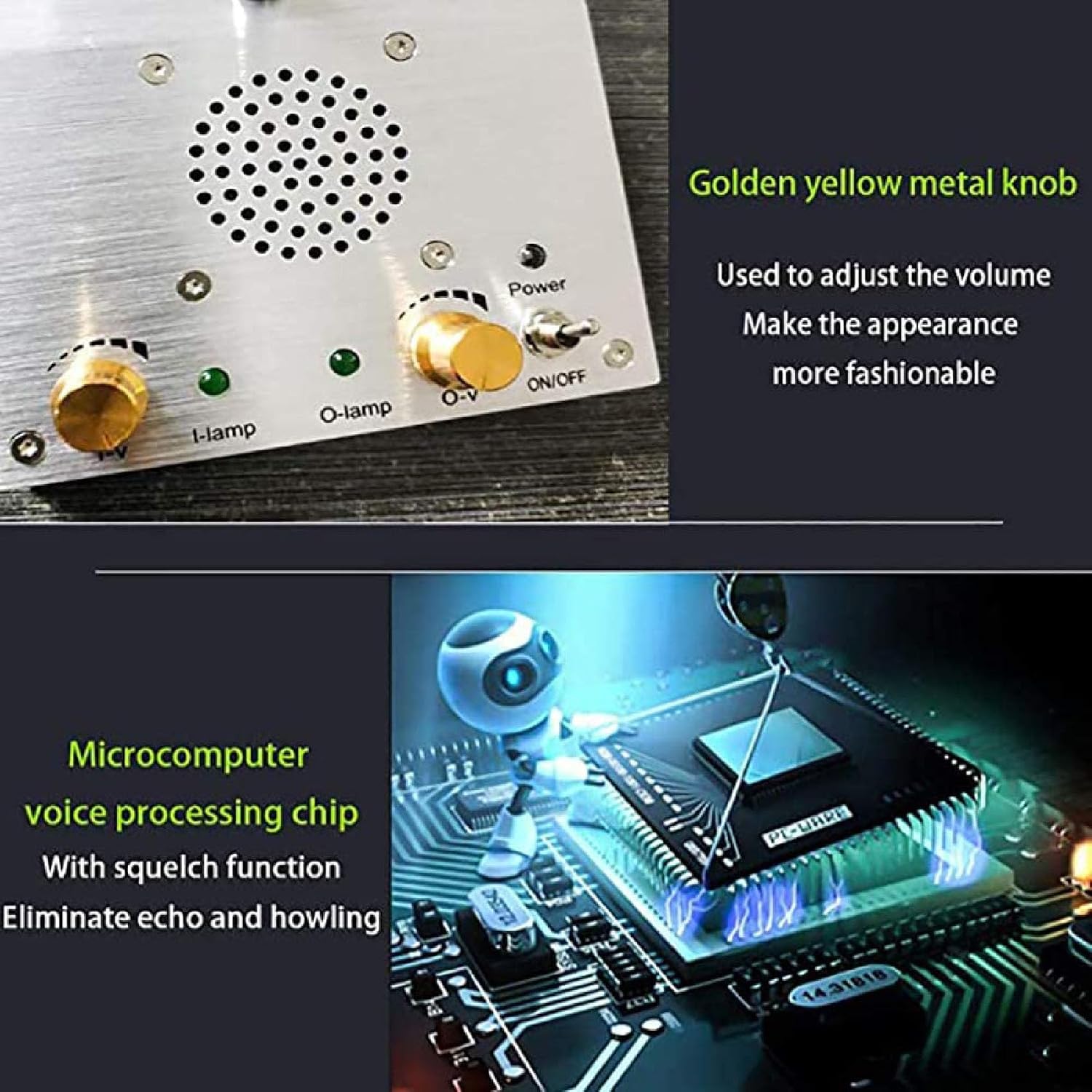 Window Intercom Speaker, Window Counter Intercom Microphone, 2 Way Anti-Interference System, for Bank, Hospital, Station, Catering, Ticket Window