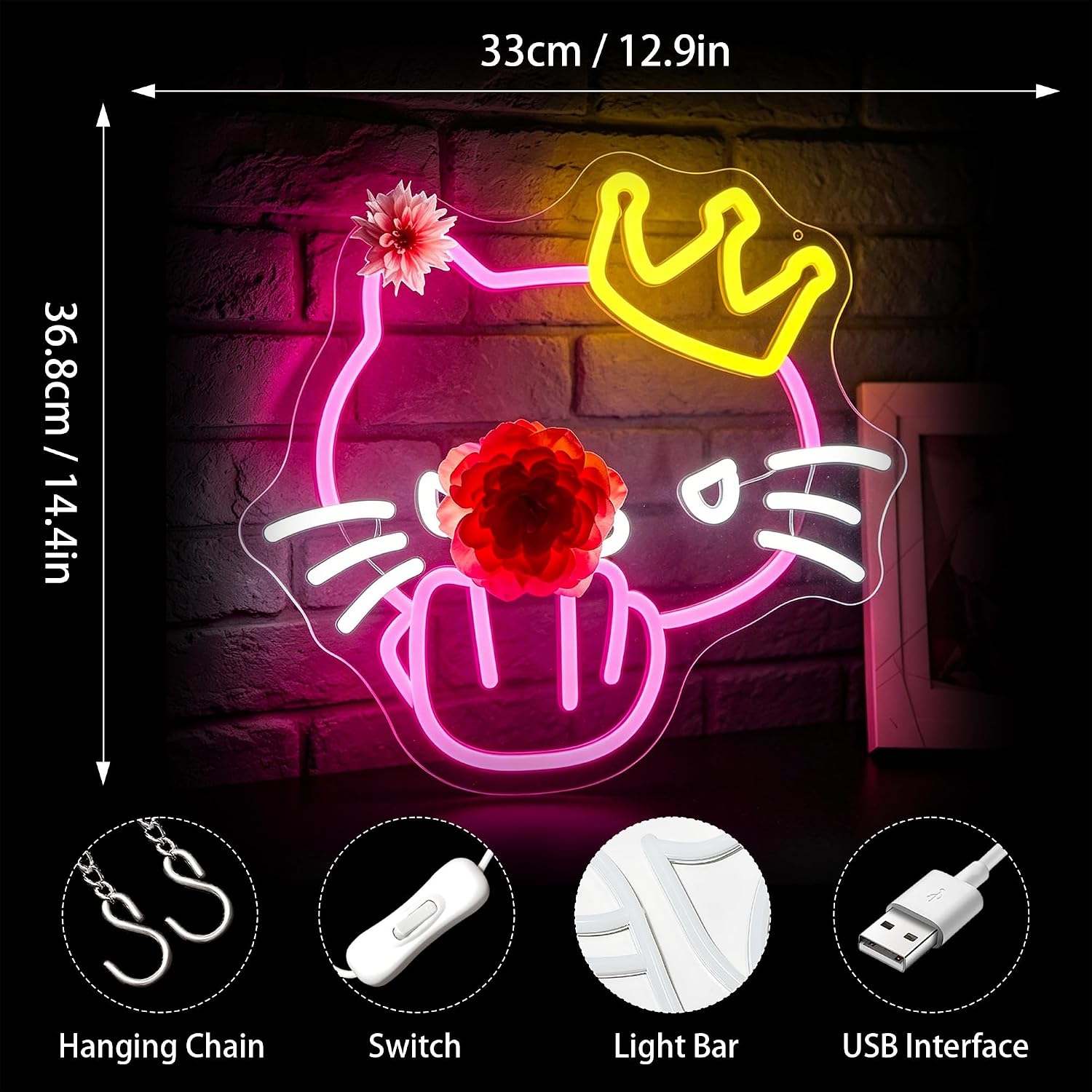 Cat Neon Signs for Wall Decor LED Sign Neon Lights for Game Room Decor image 3