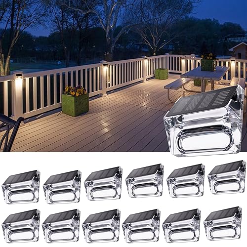 Solar Outdoor Lights, 12 Pack Solar Fence Lights, Deck Lights
