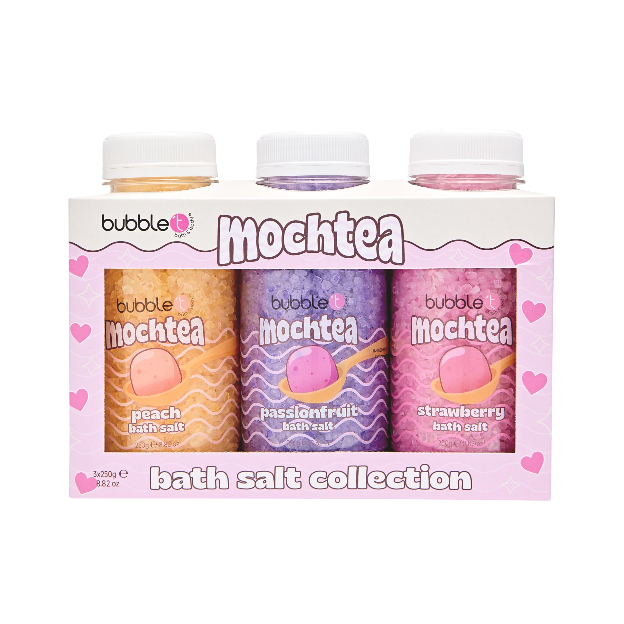 Bubble T Cosmetics Mocha Tea Bath Salts 3 x 250g, Relaxing & Moisturizing Bath Soak