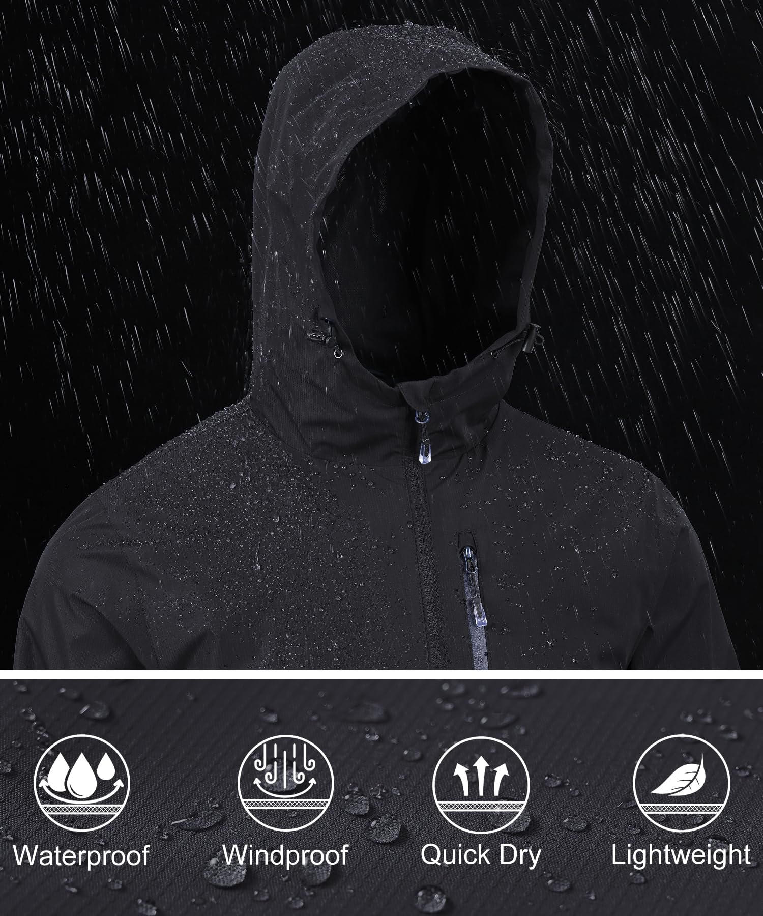 Huayuzh Chaqueta impermeable para hombre, para exteriores, ligera, plegable, resistente al viento, softshell para senderismo, camping