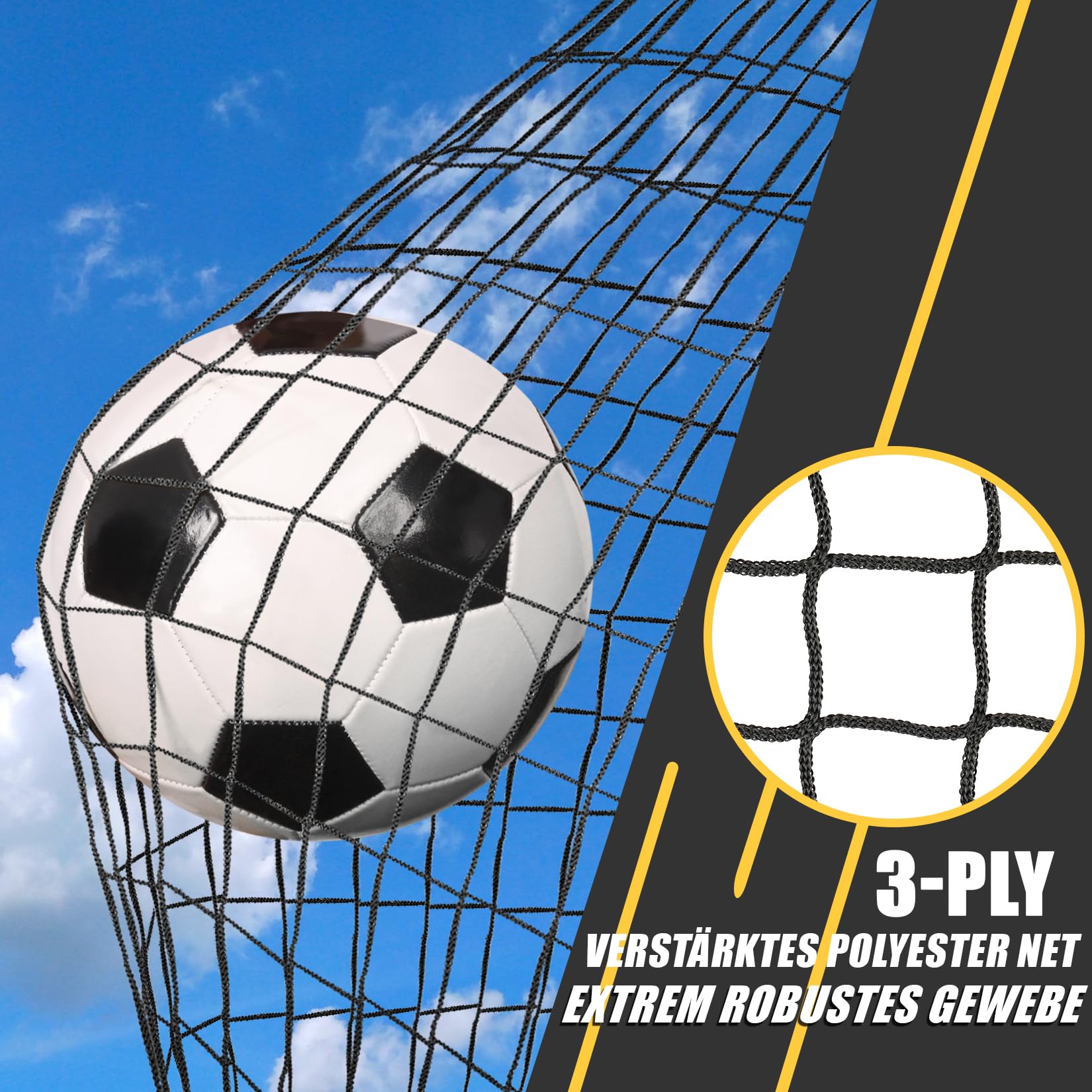 Fußballtor Garten 120x90cm, Fußballtore für Garten Training Set, Fussballtor Outdoor inkl. Fußball, Bullseye, Scheiben & Erdanker, Tolles Fußball Geschenk für Park, Strand
