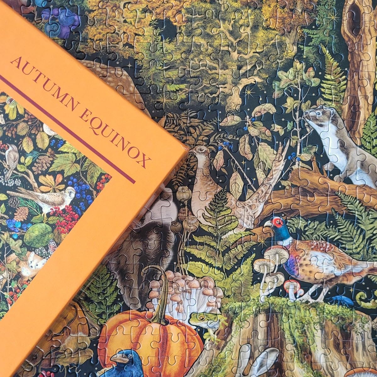 Gibsons The Art File Autumn Equinox 1000 Piece Jigsaw Puzzle – Made in America – Woodland Castle & Wild Animals Artwork – Sustainable Puzzle for Adults & Teens