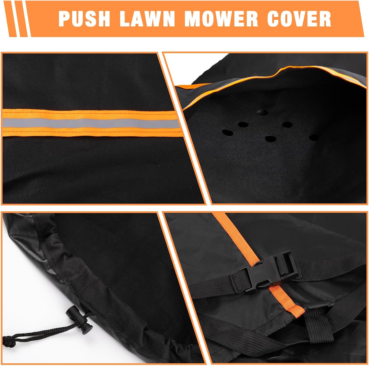 GREENER Lawn Mower Cover- Heavy Duty 800D Polyester Oxford Waterproof, Waterproof Lawn Mower Covers for Outdoor, Universal with Storage Bag for Greenworks, 89.7''L*25''W*38.9''H Black
