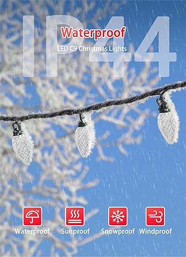 Miniatura 4 de Luces LED C9 de Navidad para exteriores, 81 pies, 100 luces LED con temporizador y 8 modos de iluminación, impermeable, grado comercial, extensible,
