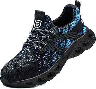 YEKOYIOO Sapatos de Segurança para Homem e Mulher, Sapatilhas de Trabalho Leves e Confortáveis, Calçado de Segurança com Pontas de Aço, Respiráveis, Antiderrapantes, Sapatilhas Desportivas