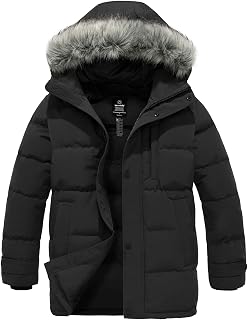 Wantdo Men's Waterproof Winter Puffer Jacket with Faux Fur Hood - Recycled Thermal Coat for Cold Weather