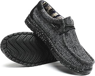 Men’s Machine Washable Slip On Lace Up Casual Loafer Breathable Travel Canvas Shoes for Men Comfortable and Stylish Summer Loafers Lightweight Walking Shoes Boat Shoe