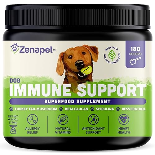 ZENAPET Dog Immune Support Premium Powder Topper, Turkey Tail, Spirulina