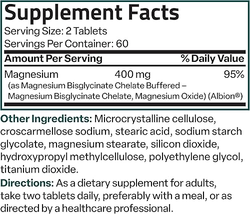 Miniatura 8 de Bronson Glicinato de magnesio 400 mg extra fuerte, vegetariano, quelado para absorción suave en el estómago, sin OMG, 120 tabletas