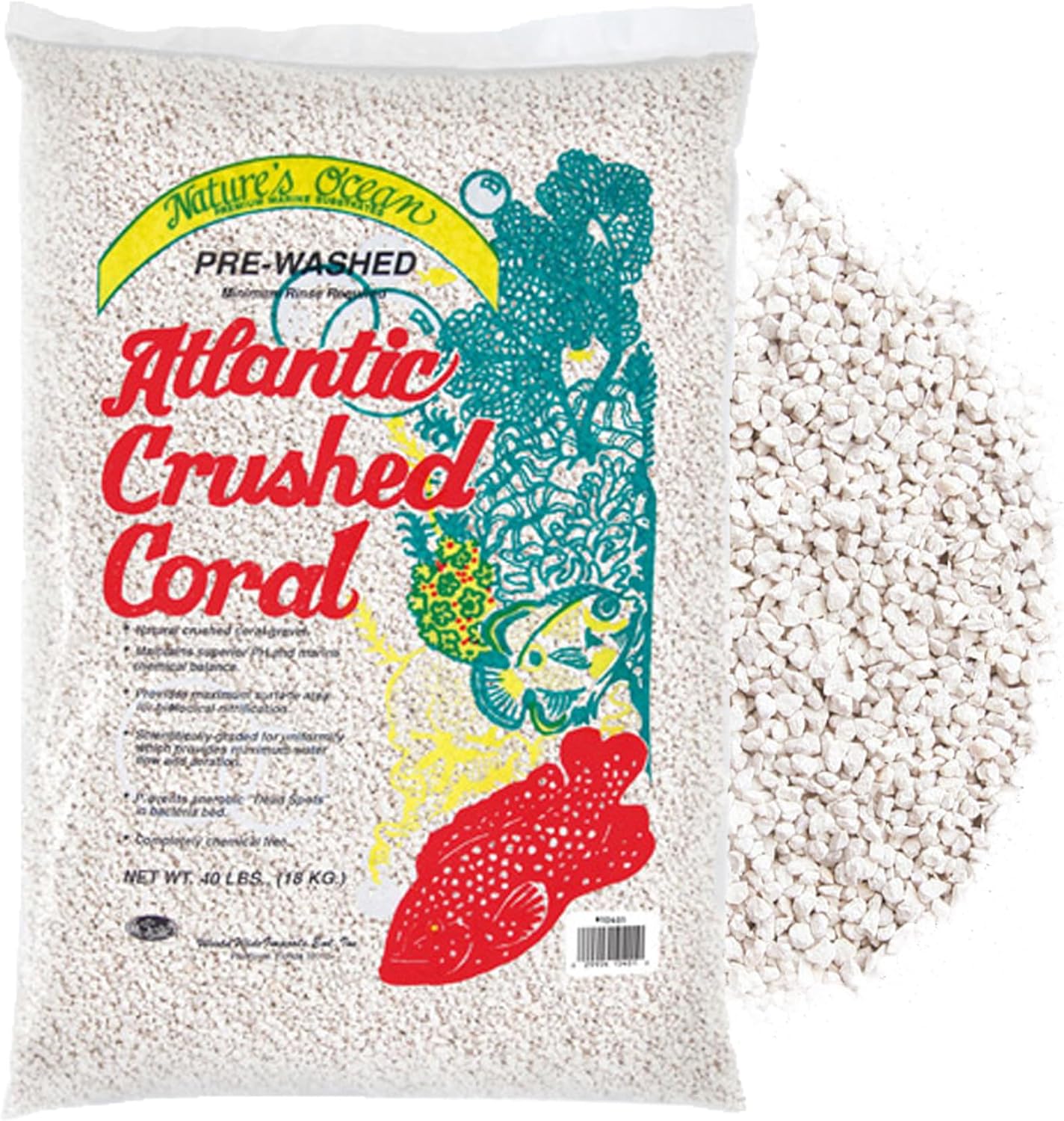 Nature's Ocean Atlantic Crushed Coral Gravel with Aragonite - 20 lbs - Natural Aquarium Substrate, Supports Water Balance & Enhances Marine Habitat
