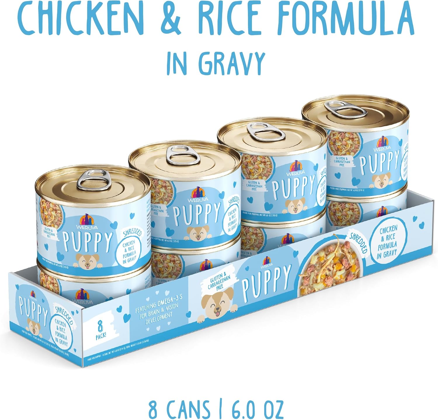 Weruva Puppy, Chicken and Rice Formula in Gravy, 6oz Can, Pack of 8