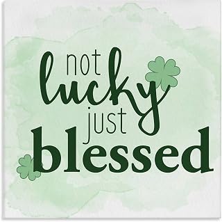 Not Lucky Just Blessed Green Shamrocks Canvas Wall Art, Design by Kim Allen