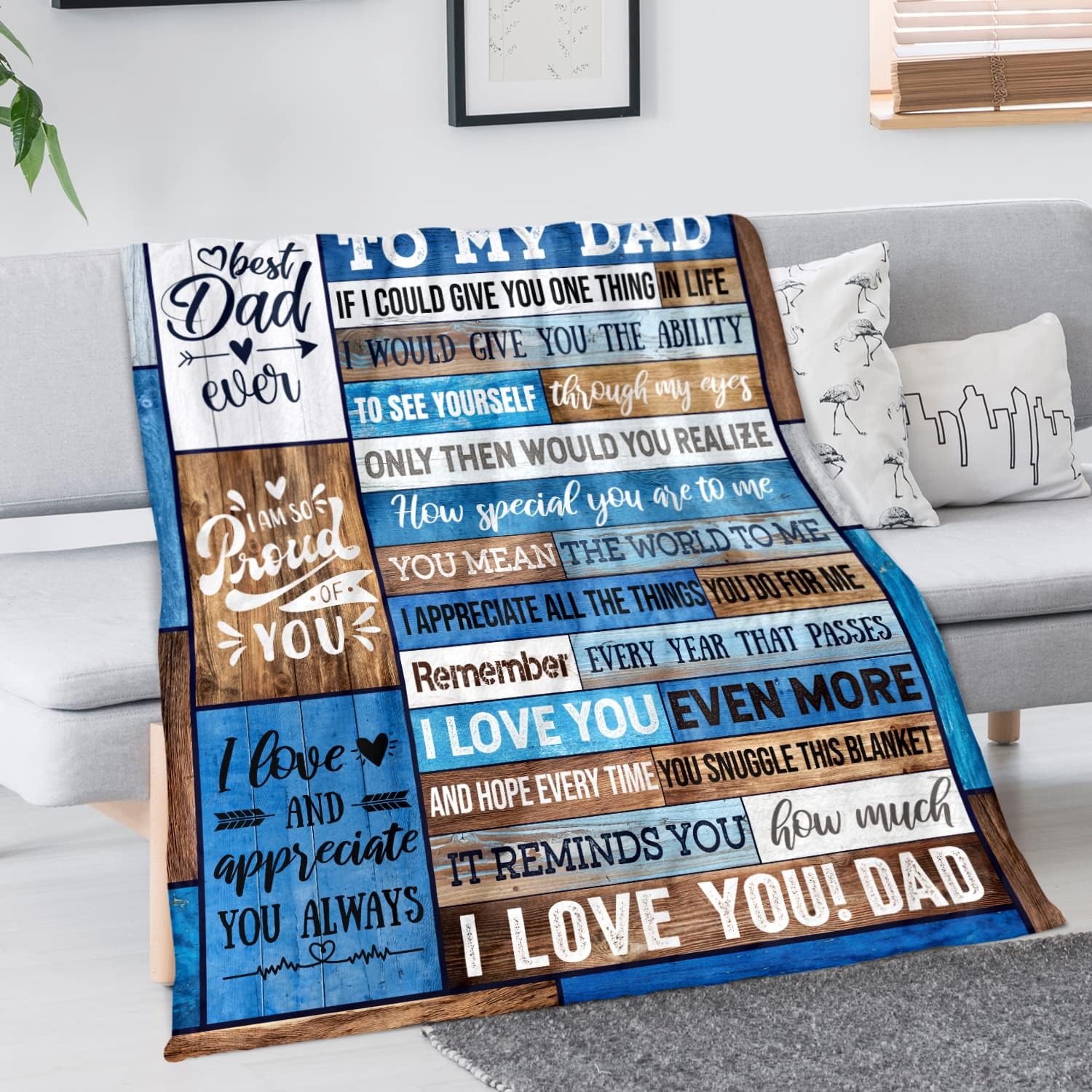 Dad Birthday Gift Birthday Gifts for Dad from Daughter Son Best Dad Gifts Soft Throw Blanket for Bedding Sofa (Dad Gifts, 60 x 80 Inch) - Image 2