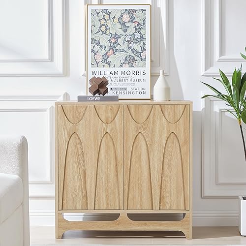 Miniatura 16 de Aparador buffet con juego de 3, armario de almacenamiento moderno de mediados de siglo de 94.5 pulgadas con estante ajustable y 6 puertas para nogal