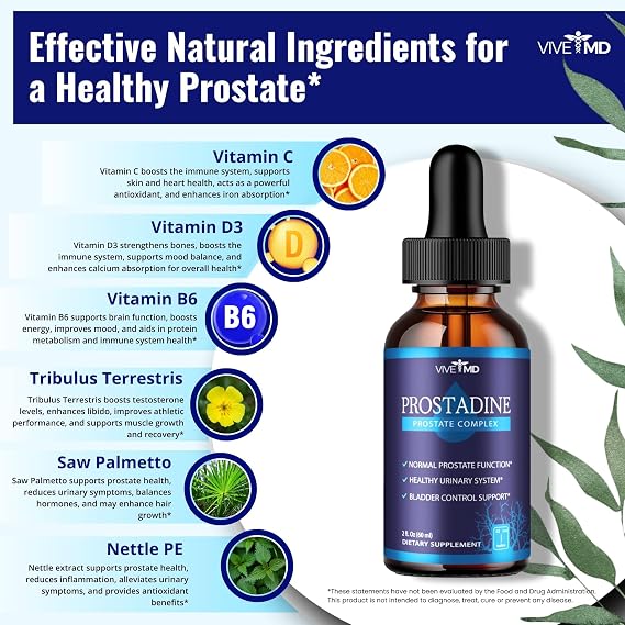 VIVE MD Prostadine Drops for Prostate Health, Bladder Urinating Issues - Prostadine Official Drop Formula - Extra Strength with Pomegranate, Prostadine Reviews (Package of 5)