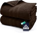 DAN RIVER Draps de bain Jumbo de luxe 2 Pièce – 550 GSM (35x70 Pouces) 100% Ensemble de serviettes de bain très absorbantes et rapidement sèches en coton – Serviettes de bain super doux, Hôtel, Spa, Noir