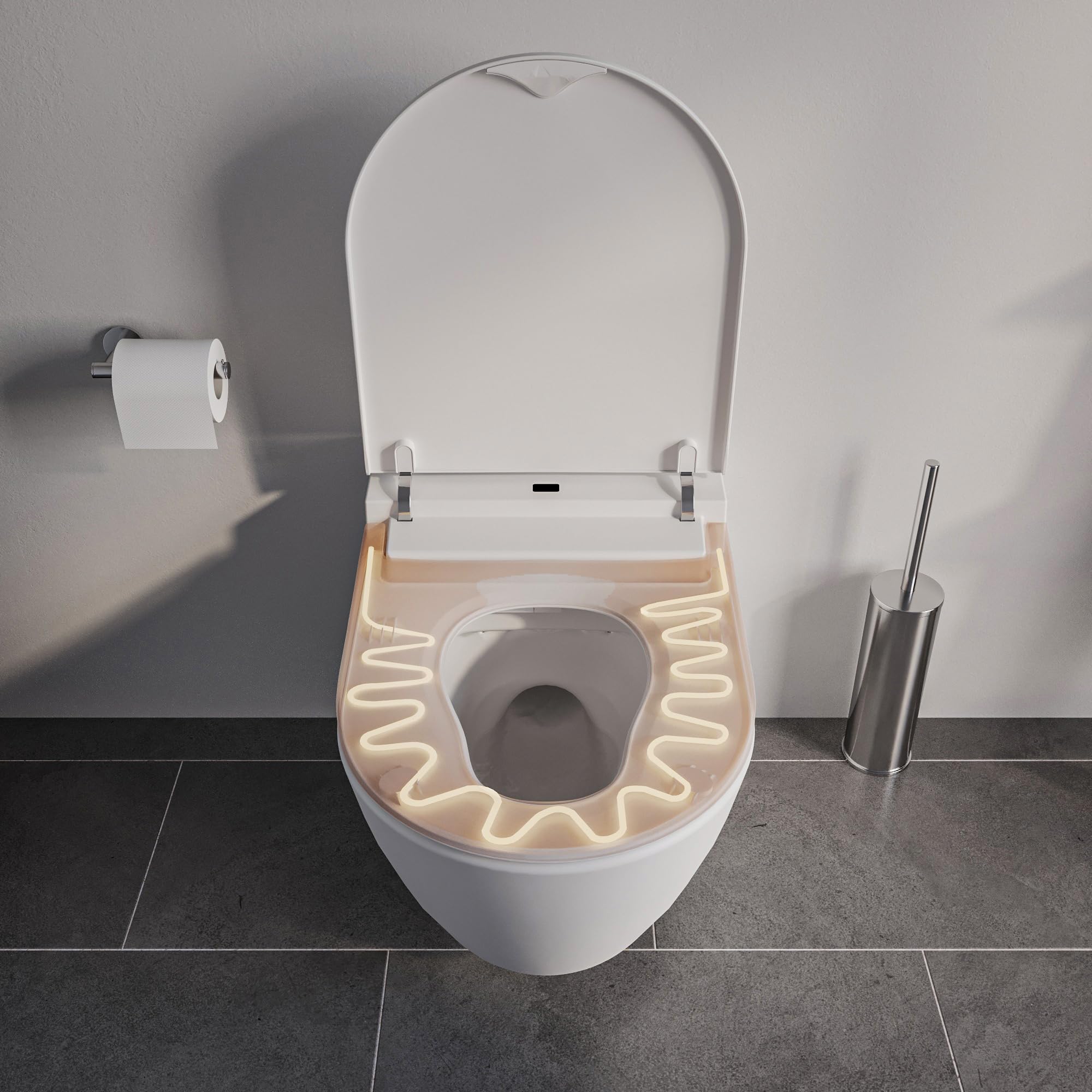 Bernstein 540 PRO Toaleta myjąca WC z funkcją bidetu - sterylizator wody, suszenie cielym powietrzem, podgrzewane siedzisko, filtr zapachów, pilot i panel boczny, bezkołnierzowa toaleta wisząca