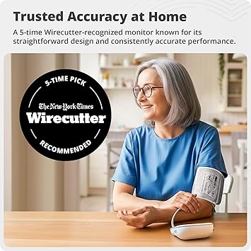 Greater Goods Upper Arm Blood Pressure Monitor for Home Use Automatic One-Touch BP Machine, Wide-Range Cuff (8.716.5), Large Backlit Display, 2-User Memory, Complete Kit