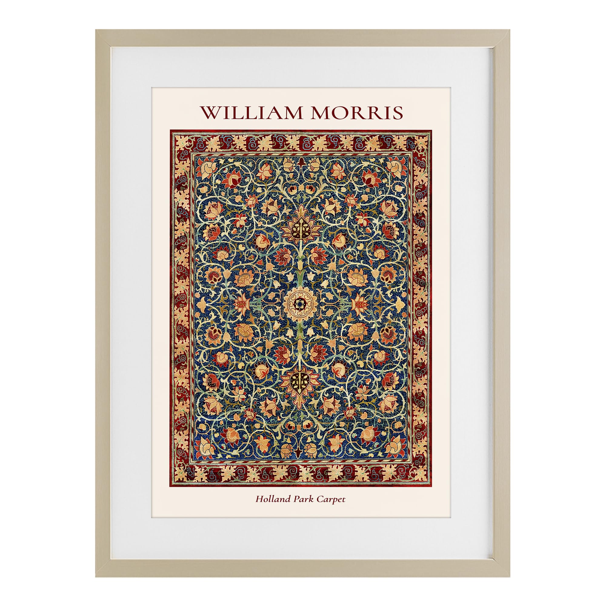 Stupell Industries Holland Park William Morris Floral Tapestry Wall Art, Ornate Botanical Classic Decor for Living, 17 x 23 Inch Framed Matted Print Under Glass, by Vintage Hustle, Made in USA Gift