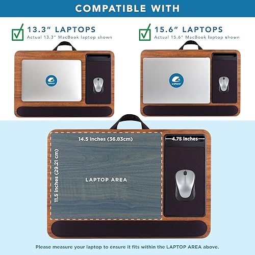 Miniatura 43 de LAPGEAR - Escritorio de regazo para oficina en casa con repisa para dispositivos, alfombrilla de mouse y soporte para teléfono, carbón plateado, se