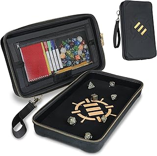 ENHANCE Tabletop Community DND Dice Case and Dice Rolling Tray - Dice Holder and Storage for up to 500 RPG Dice with Rugged Protective Design, Soft Interior, and Organizer Pockets (500 Dice Capacity)