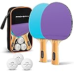 PRO-SPIN Ping Pong Paddles - High-Performance Set with Premium Table Tennis Rackets, 3-Star Ping Pong Balls, Compact Storage Case (2-Player Set, Purple/Blue)