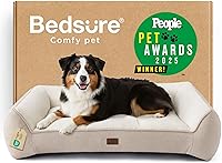Vista 26 de Bedsure Cama ortopédica para perros de tamaño mediano, camas extra gruesas de apoyo para perros medianos con funda impermeable lavable, cómodo sofá