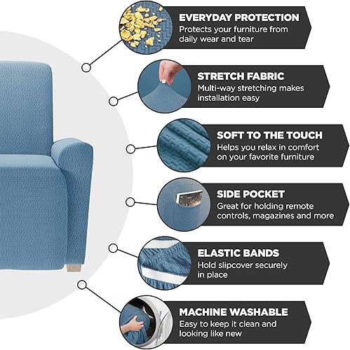 Vista 136 de Zenna Home Simply Fit - Funda elástica para sofá (1 pieza), color crudo