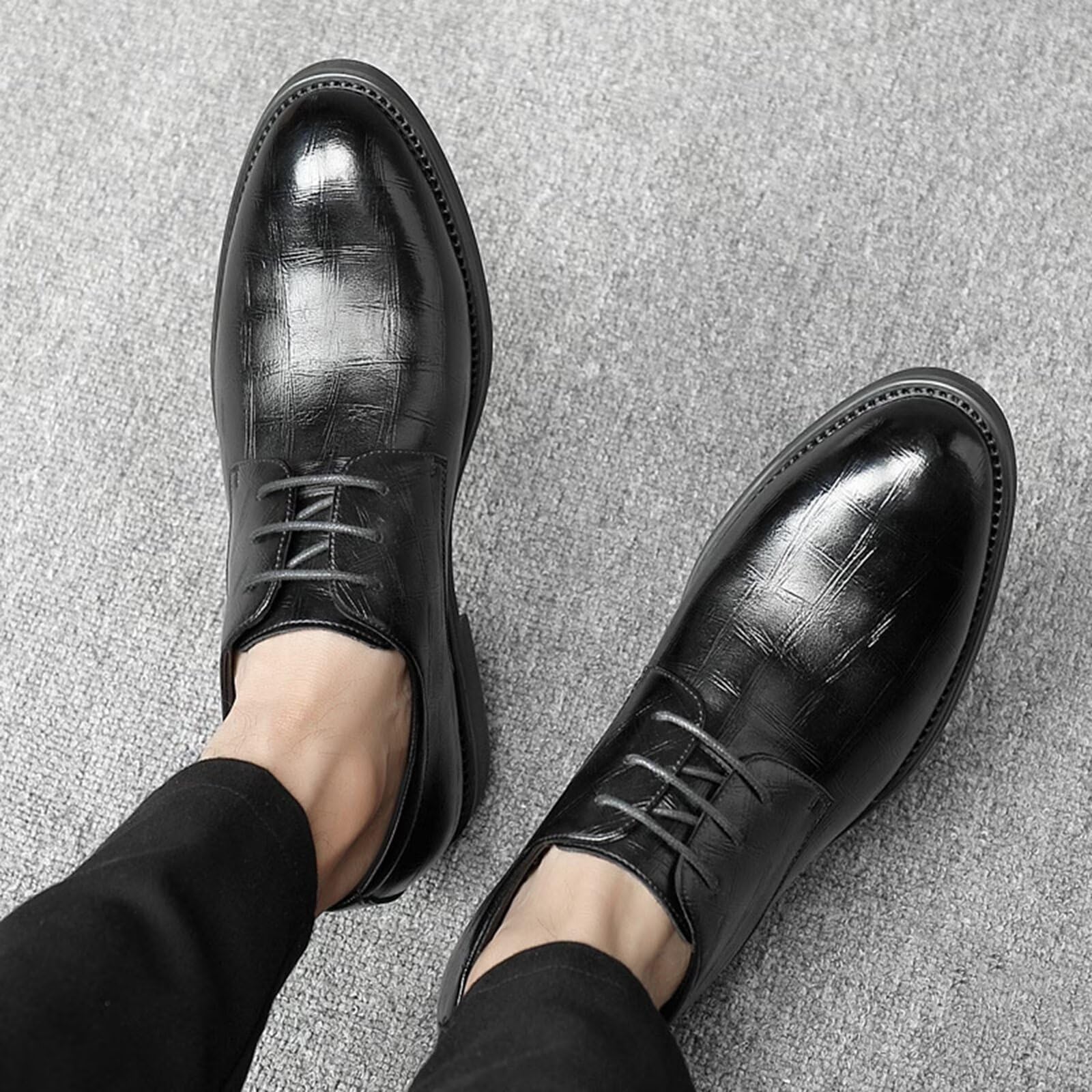 Scarpe Eleganti da Uomo con Rialzo Invisibile con Rialzo 2,36" Antiscivolo per Ufficio, Matrimonio