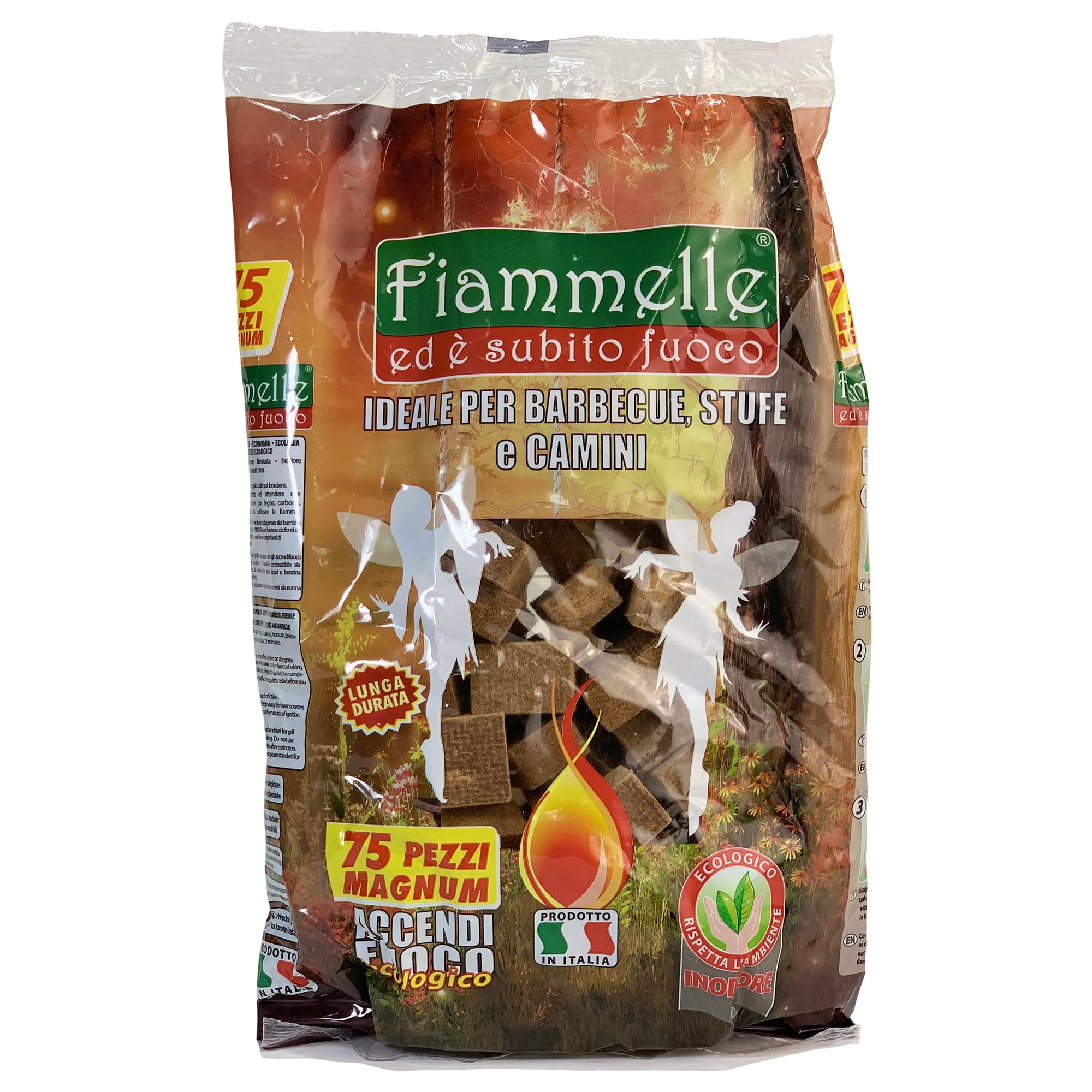 Sicignano - Allume-feu écologique Magnum - 75 pièces, solution écologique et sûre pour allumer les barbecues, poêles et cheminées de manière durable et simple