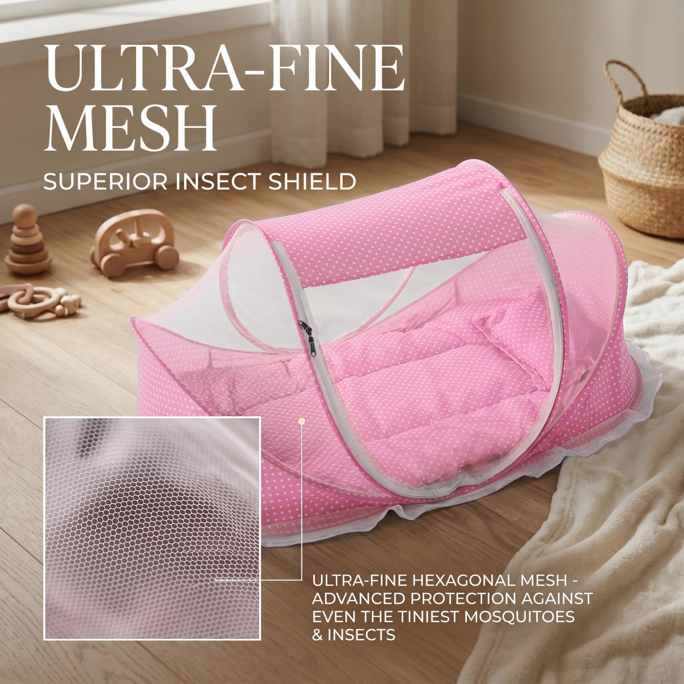 Tenda per Culla, Tenda da Spiaggia per Bambini in Rete Pop-up con Cuscino e Trapunta, Copertura in Rete Senza Montaggio per Neonati, Stile 2