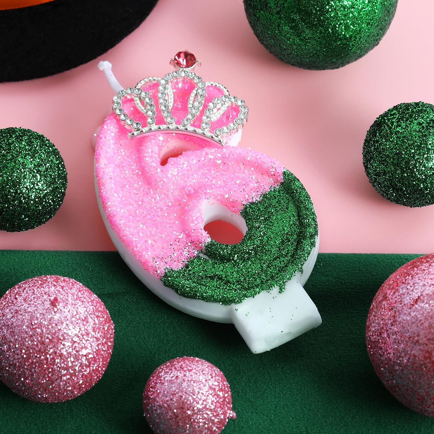 Wicked Birthday Candle Pink and Green Number 6 Candle Birthday Cake Topper Cupcake Decor Witch Themed Party Decorations Anniversary Celebrations Supplies Favors