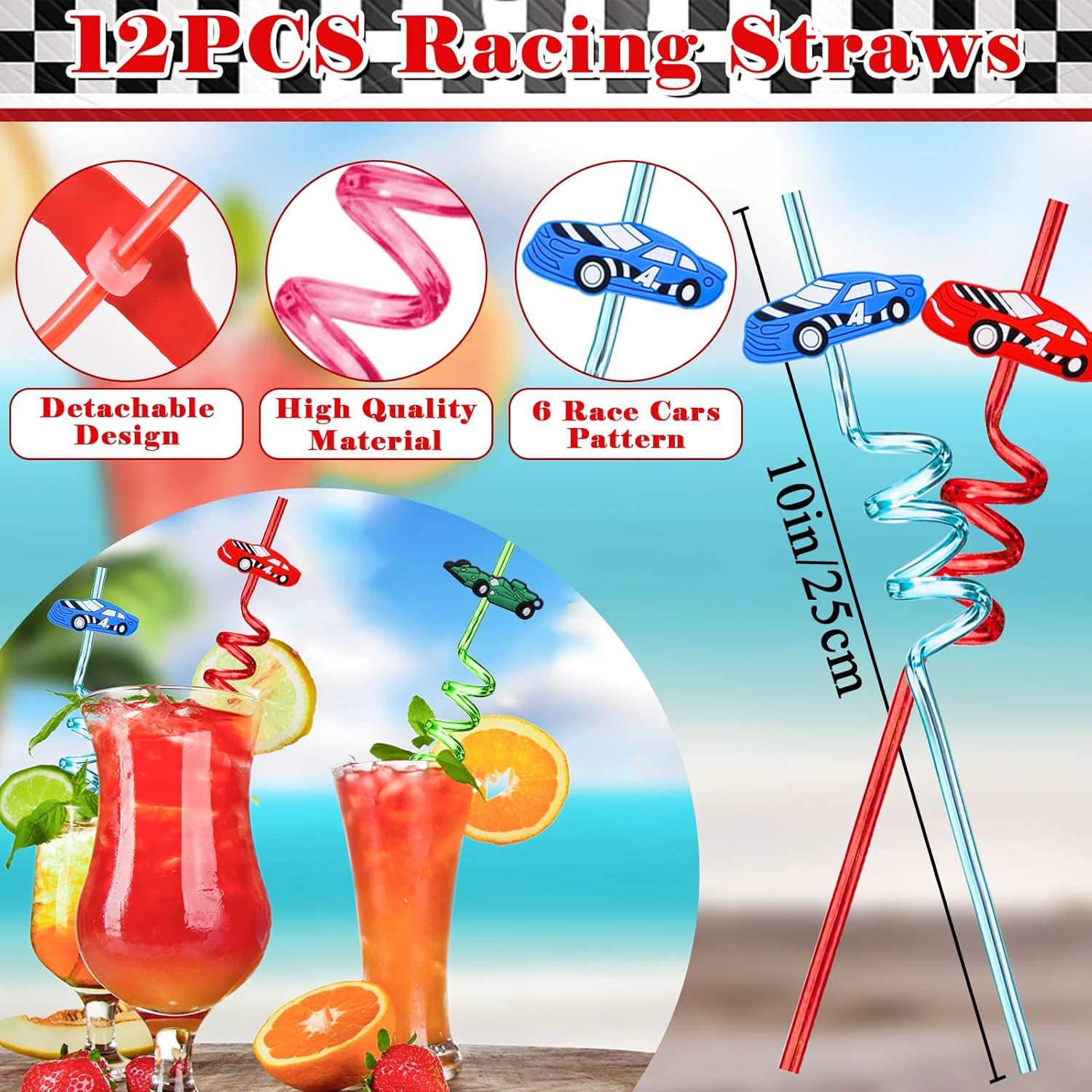 Winrayk Race Car Party Favors Birthday Supplies Kids, Drinking Straw Paper Bag Mini Car Bracelet Glow Tattoo Sticker Keychain, Goodie Stuffers Pinata Filler Boys Racing Games Wheel Racecar Party Decor