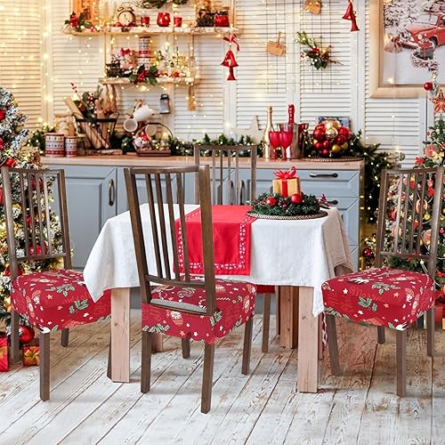 Miniatura 7 de NIBESSER Juego de 4 fundas de asiento para sillas de comedor, elásticas, suaves, extraíbles y lavables, para comedor, fundas de cojín de asiento