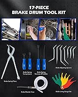 Vista 2 de Orion Motor Tech 17pc Drum Brake Tool Kit, Drum Brake Adjustment Tool with Brake Spring Compressors Remover Installer Pliers Adjusting Spoons &