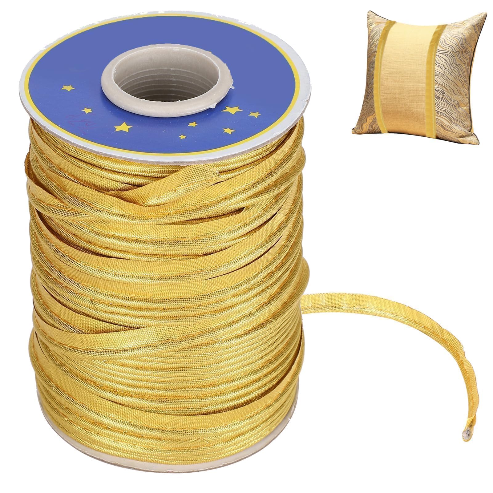 Photo 1 of Beufee Gold Piping Trim for Sewing - 70 Meters Bias Tape