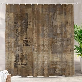 Batmerry Brown Grey Abstract Art Decorative Shower Curtain - Acrylic Painting Design for Bathroom, Farmhouse, Bathtub - Long Wide Waterproof Washable