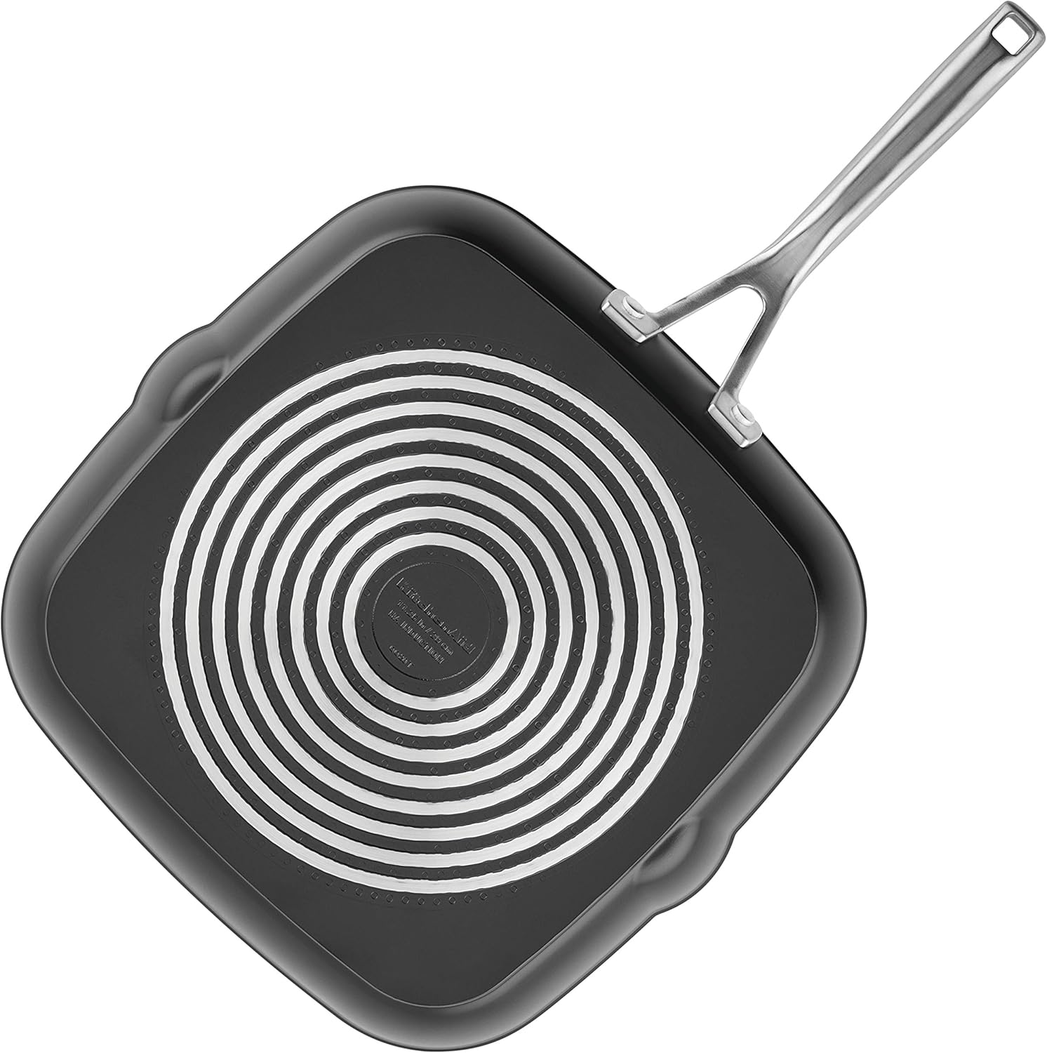 KitchenAid Hard Anodized Induction Nonstick Square Grill Pan/Griddle with Pouring Spouts, 11.25 Inch, Matte Black