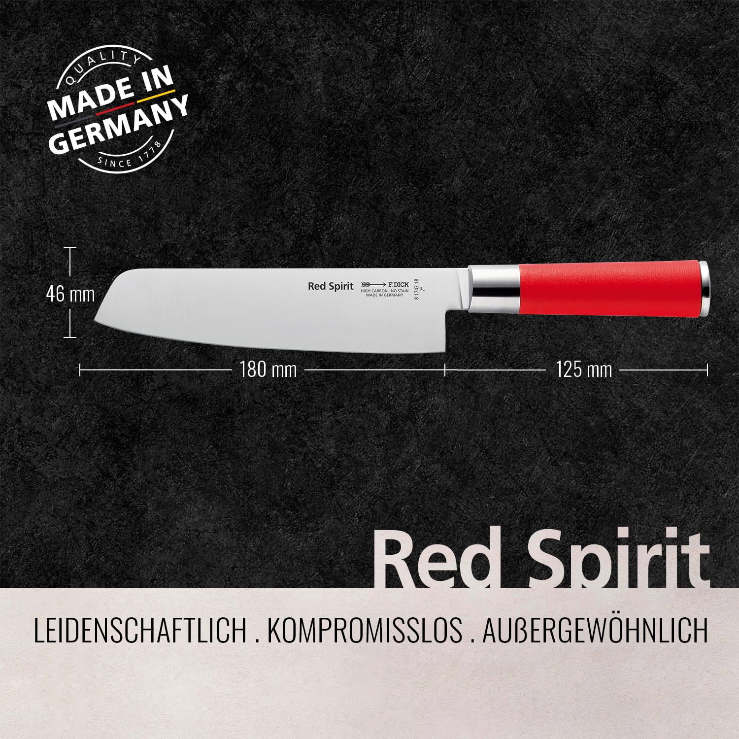 DICK Coltello Usuba, Red Spirit (lama da 18 cm, acciaio inox X55CrMo14, HRC 56°, coltello forma asiatica) 8174318