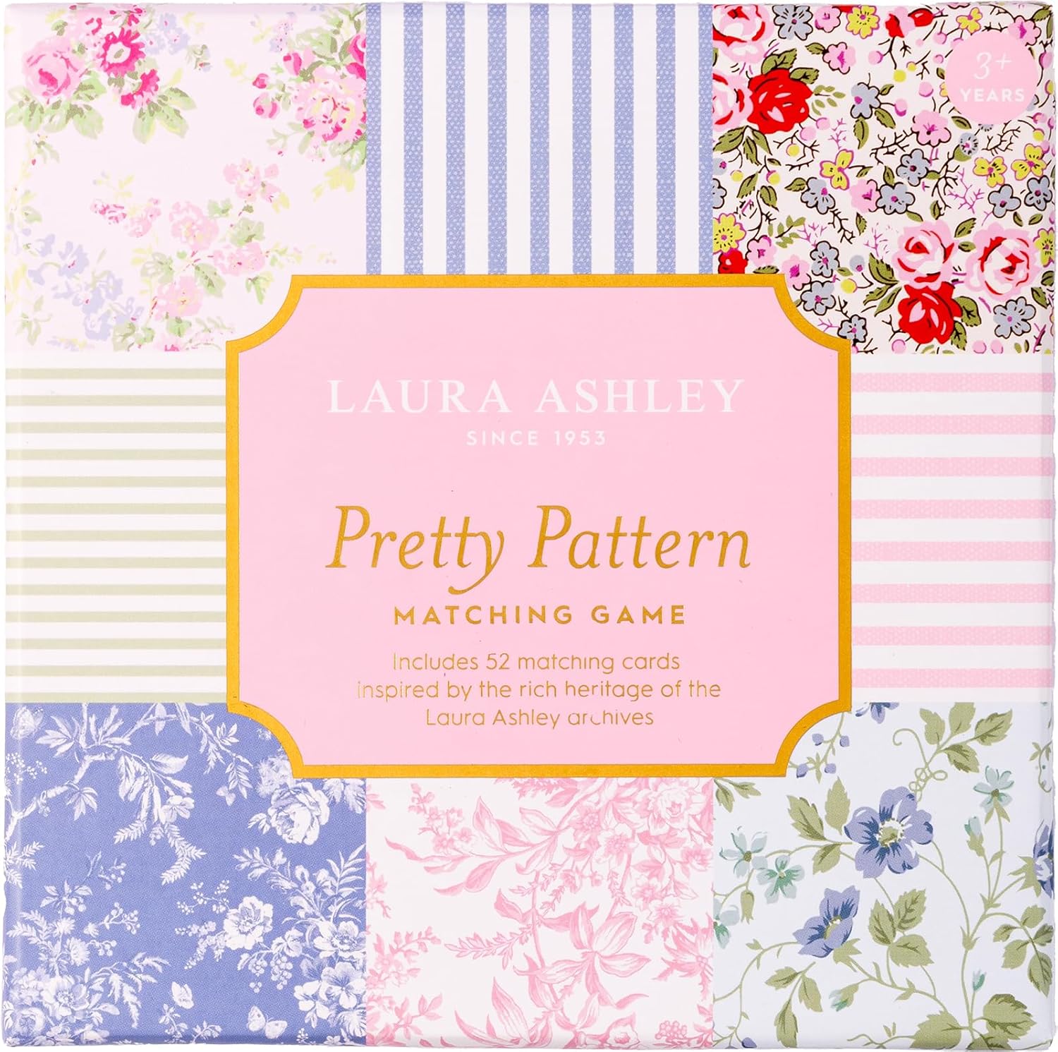 Laura Ashley Pretty Pattern Matching Game – 52 Floral Memory Cards in Decorative Gift Box – Classic Matching Game – Cognitive Brain Training & Family Fun